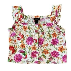 🆕 Rachel Zoe Linen Rayon Blend Ruffle Crop Top